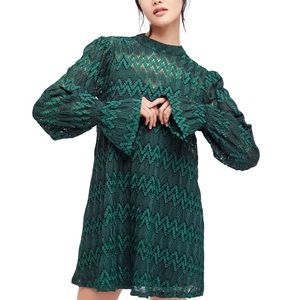 Free People Simone Lace Mock Neck Mini Dress